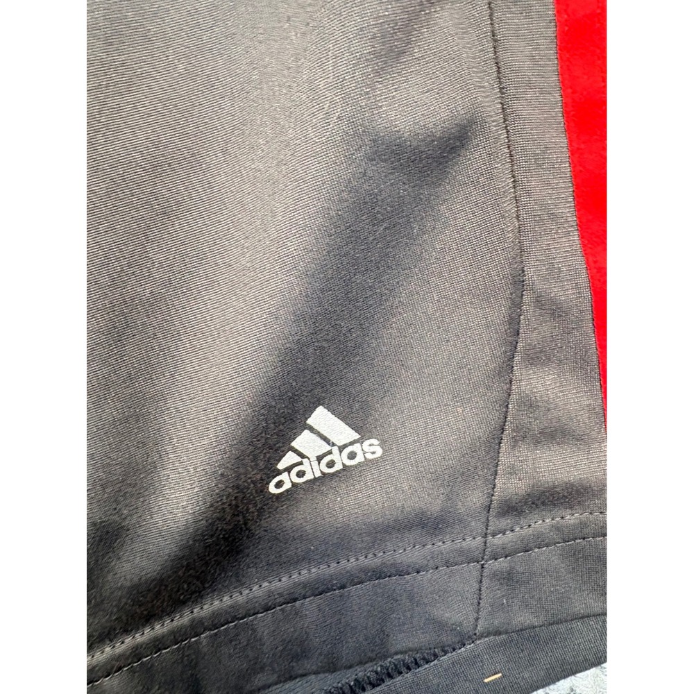 Adidas Mens Climalite Athletic Shorts Black Red 3 Stripe Size Large L Pockets - Picture 4 of 5